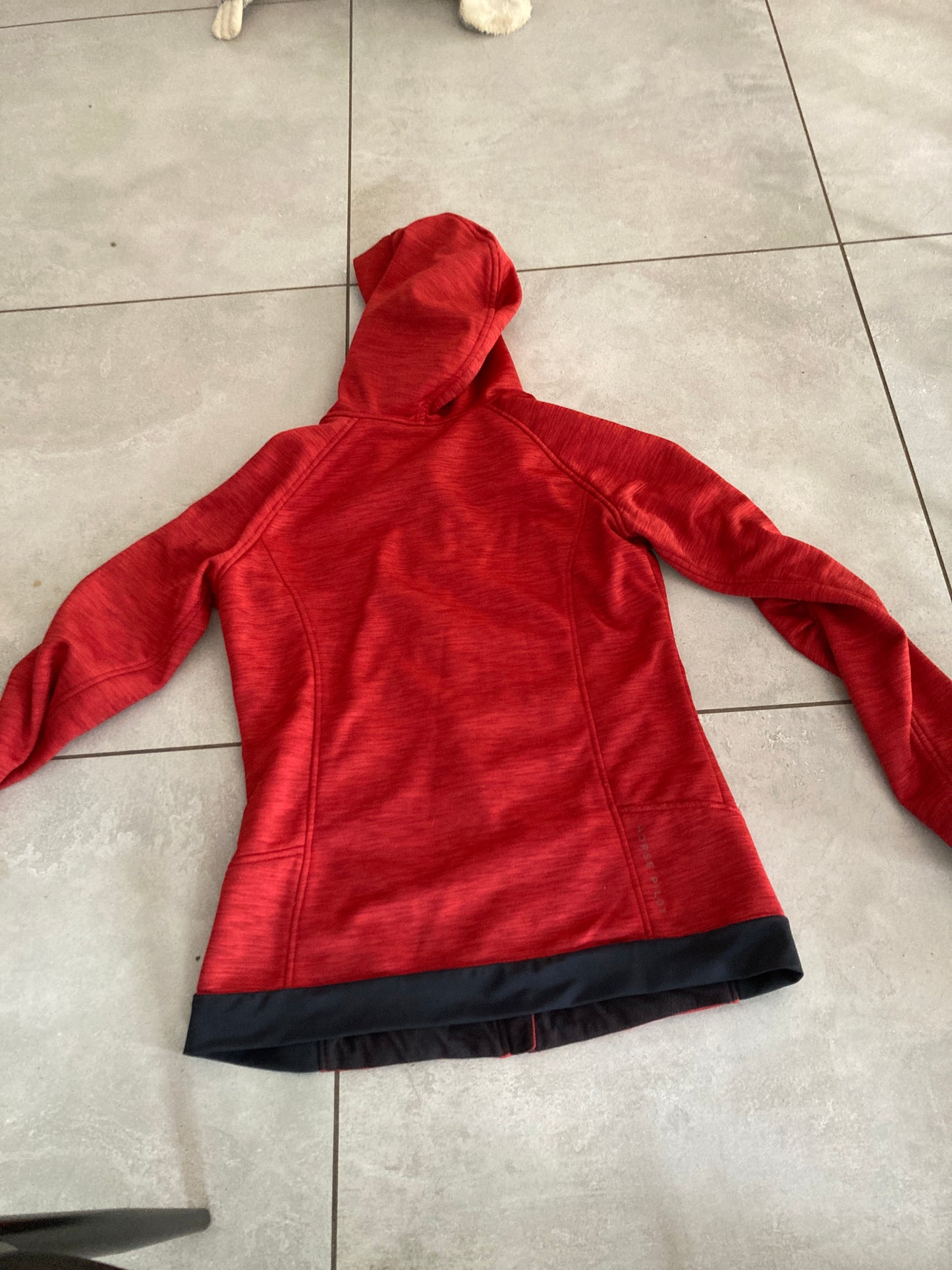 Red lightweight hooded jacket