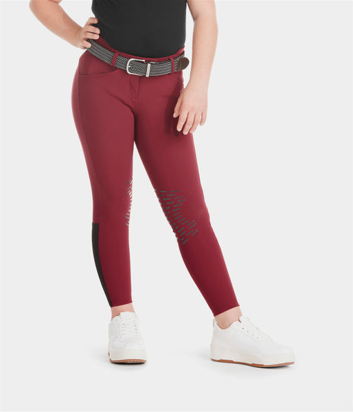 X-design fille: pantalon équitation jeune cavalière dark red