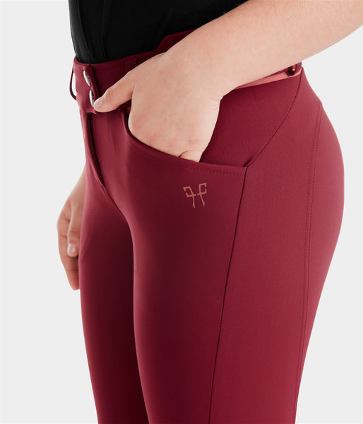 X-design fille: pantalon équitation jeune cavalière dark red